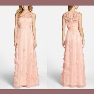 NWT JS Collections [ 0 ] Floral Applique Chiffon Gown in‎ Blush Pink